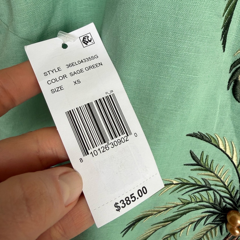 Mestiza New York Sage Green Short Sleeve Linen Cotton Blend Dress Xs $385 - Picture 5 of 12